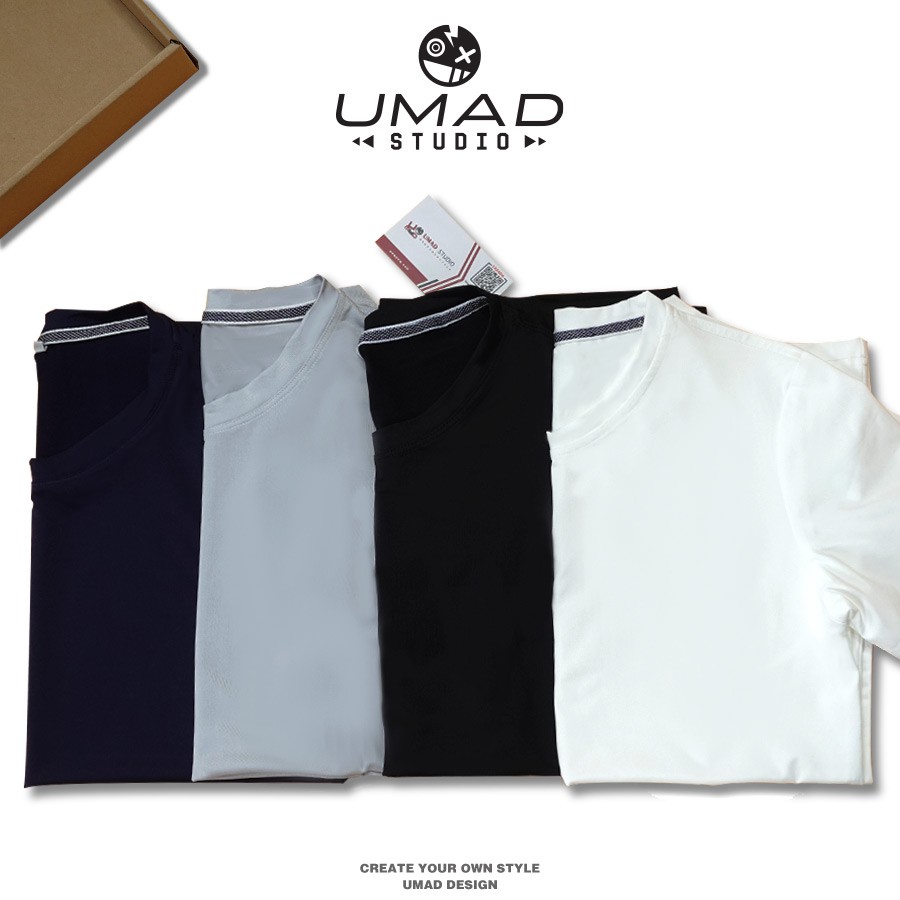 Áo Thun tay ngắn UMAD basic cổ tròn vải thun cá sấu mè cotton 4 chiều nhiều màu trẻ trung co giãn có bigsize (S-4XL)