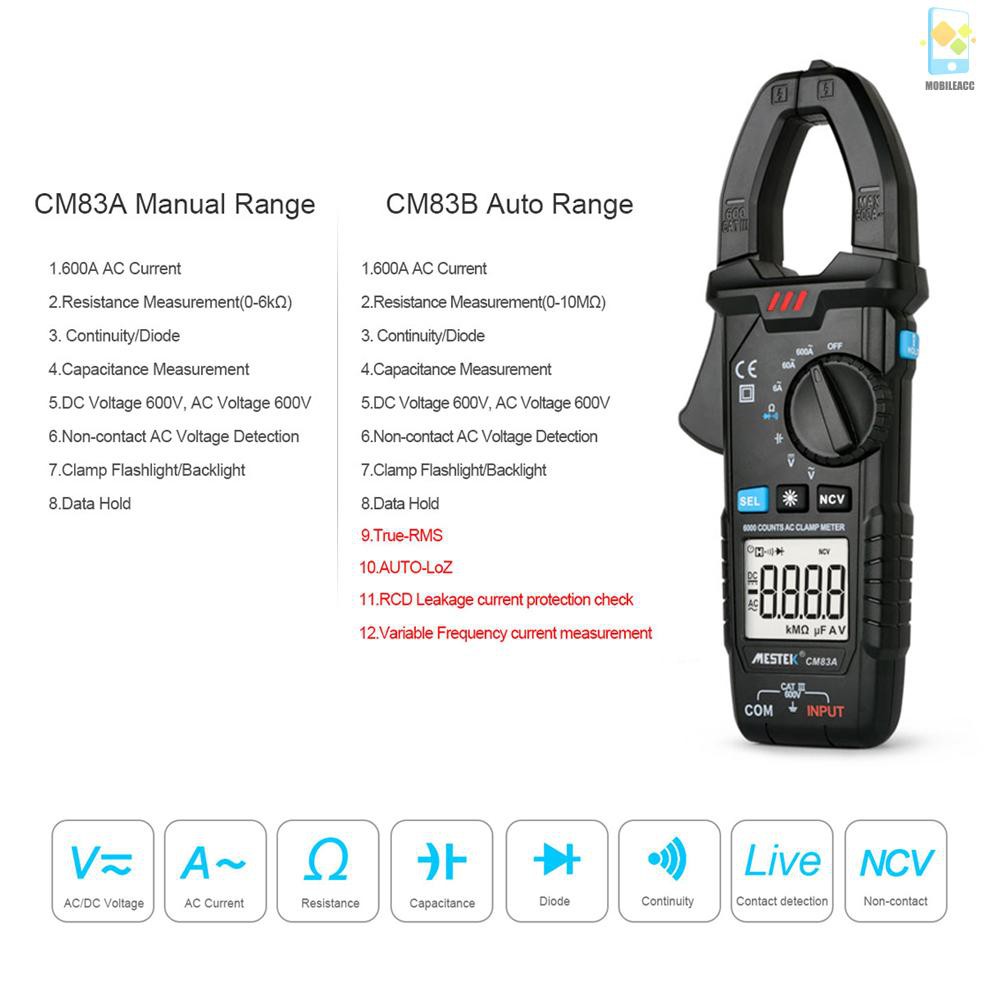 Đồng hồ vạn năng kỹ thuật số HABOTEST dạng kẹp đo điện áp AC/ DC 600A AC 600V có đèn nền