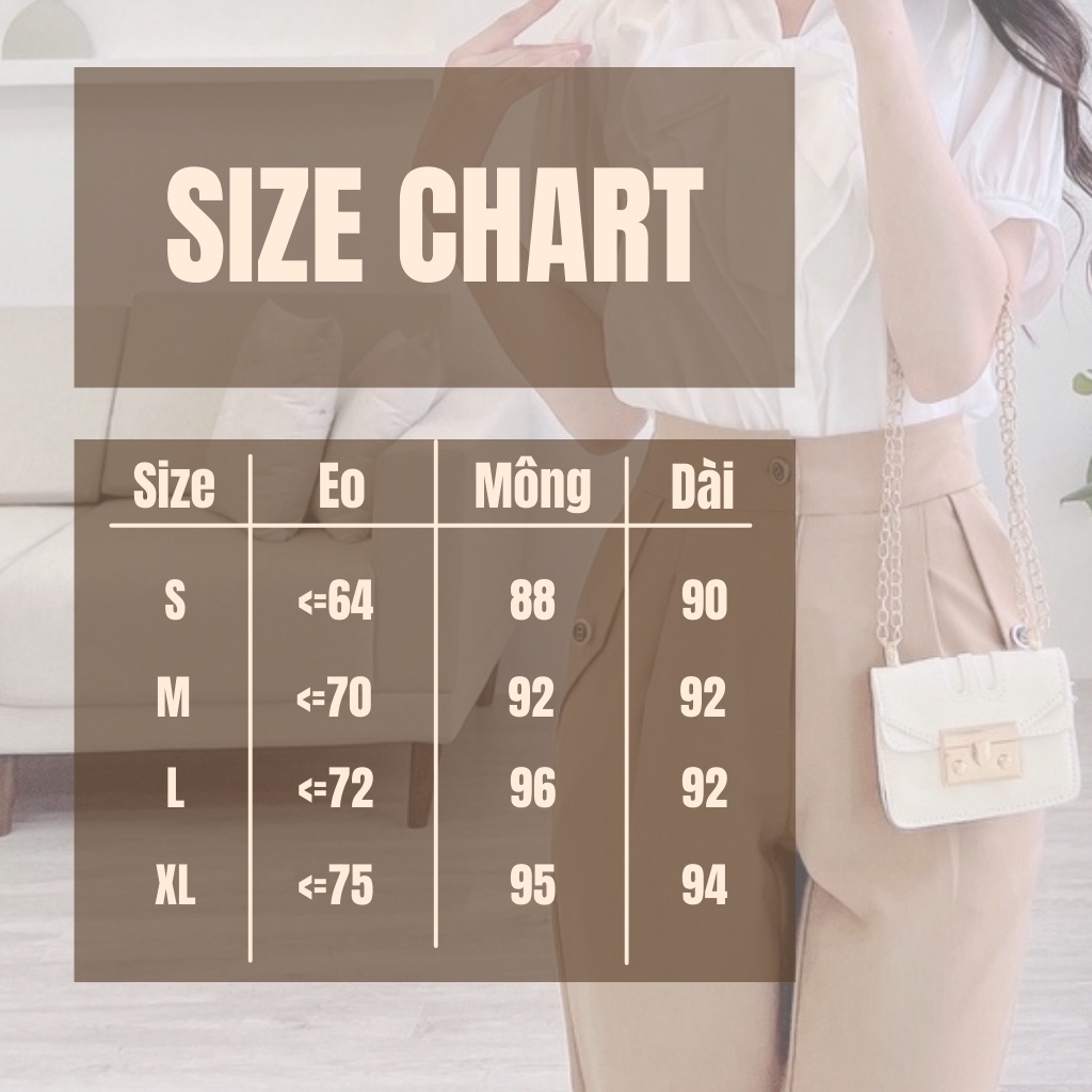 Quần baggy nữ kéo khóa thiết kế 3 cúc chất vải mềm mịn ôm eo tôn dáng Evafashion