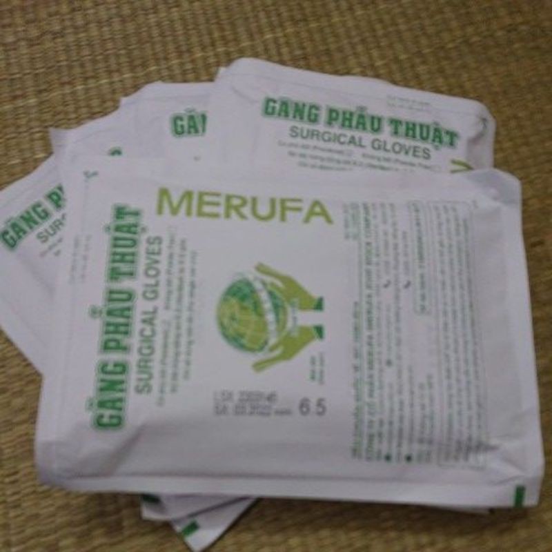 Găng tay y tế phẫu thuật vô trùng Merufa số 6.5, 7, 7.5