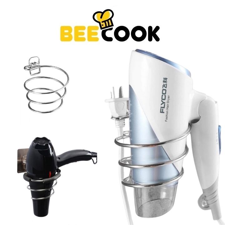 Giá Đựng Máy Sấy Tóc Treo Tường  BEECOOK Inox 304 Kèm Keo Dán Siêu Dính Tiết Kiệm Không Gian Nhà Bếp