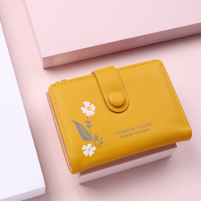 Ví Ngắn Cầm Tay Có Khóa Kéo In Họa Tiết Xinh Xắn Phong Cách Hàn Quốc Cho Nữ