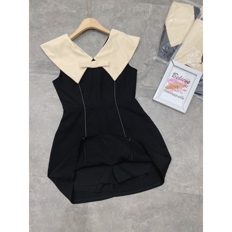 [Hàng Chuẩn] Váy Thiết Kế Đen Cổ Phối 3 Lỗ Sang Chảnh Siêu Xinh Có Ảnh Thật Kèm Video | BigBuy360 - bigbuy360.vn