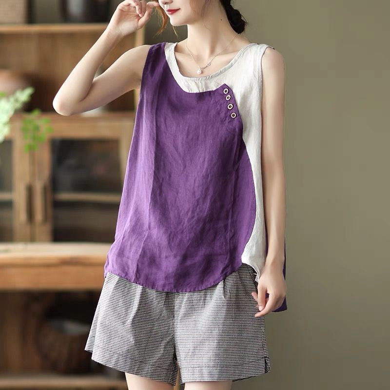 Áo Dây 100% cotton linen Mỏng Không Đối Xứng Thời Trang Mùa Hè Hàng Mới 2022