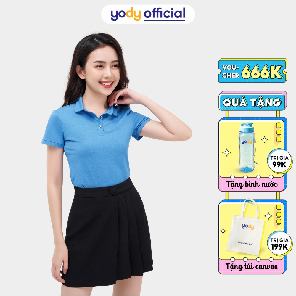 Áo Polo YODY Nữ Phông Cộc Tay Cotton  thấm hút APN5388