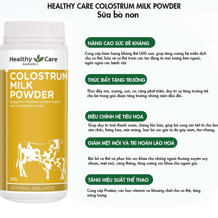 Sữa non Healthy Care colostrum milk powder 300g tăng kháng thể lgG Beautimax