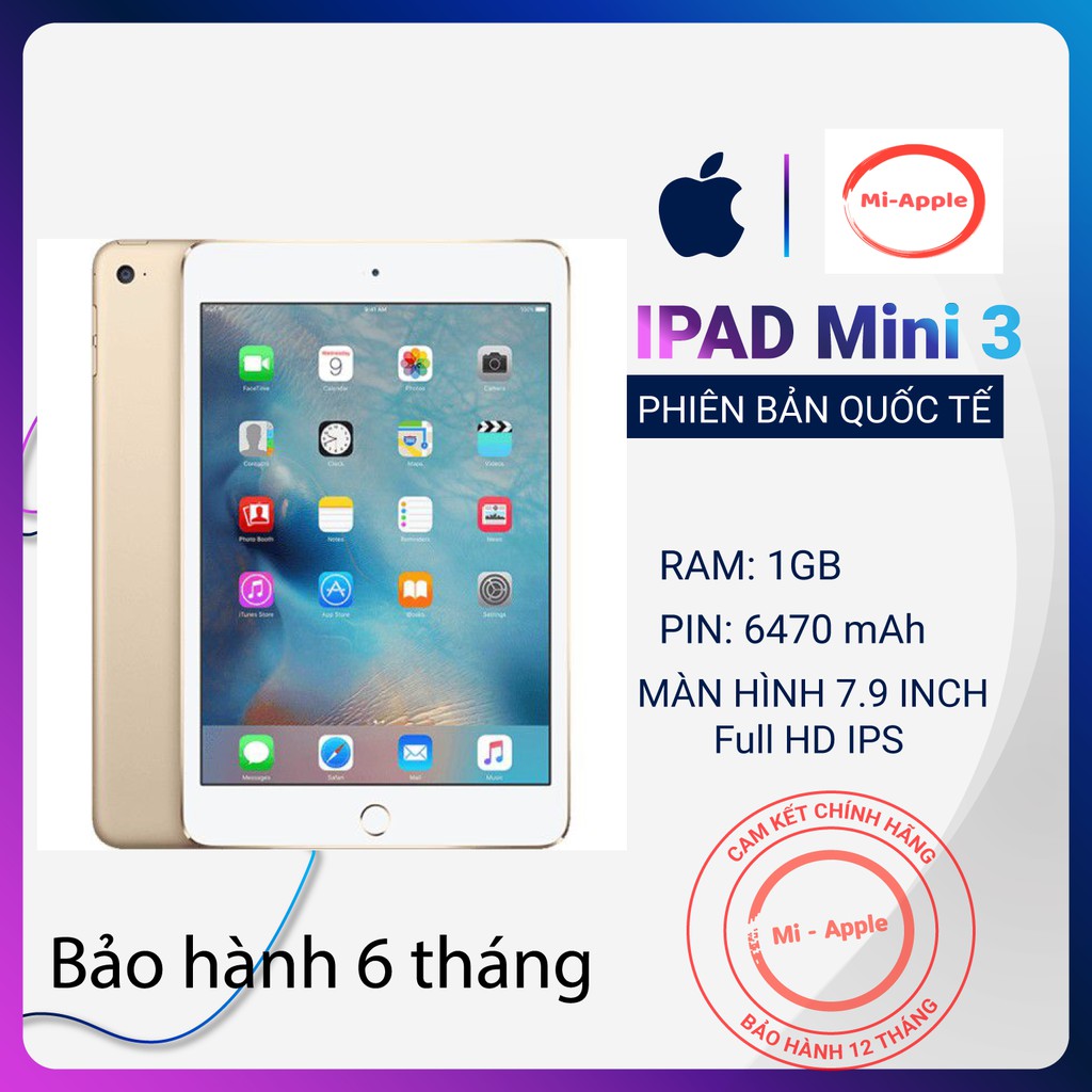 Máy tính bảng ipad mini 3 Quốc tế chính hãng bảo hành 6 tháng 1 đổi 1 tại nhà trong 30 ngày | BigBuy360 - bigbuy360.vn