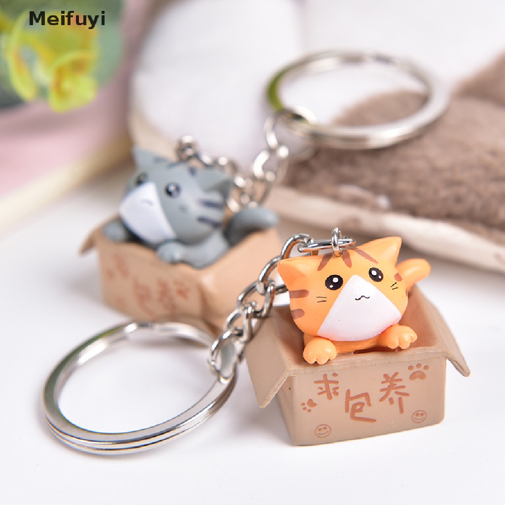 [Meifuyi] Lovely Cartoon Cat Key Rings Chains Pendant Ornament For Bag Car Keychain Gift COD