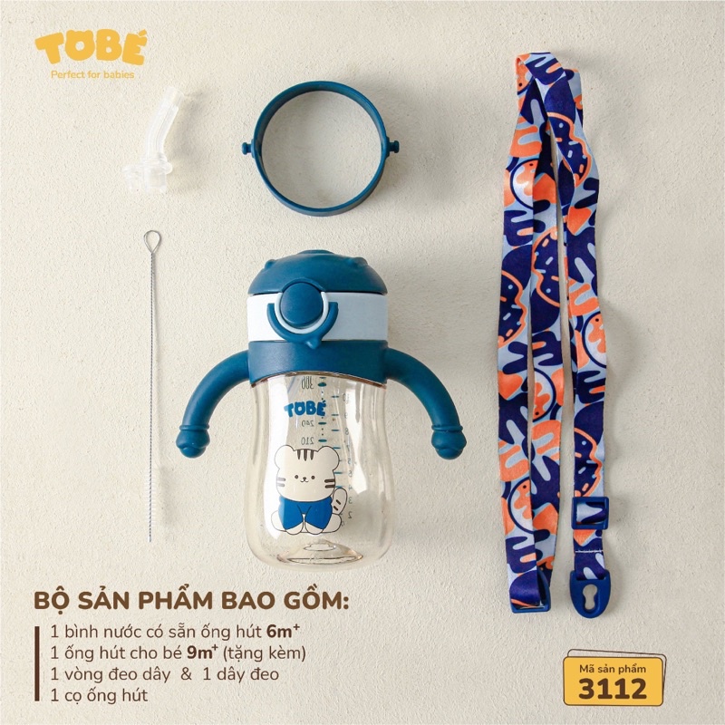 Bình uống nước hãng TOBÉ cho bé từ 6 tháng trở lên - Bình tập uống, bình chống sặc cho bé