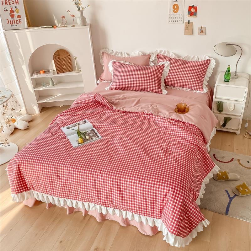 Bộ chăn ga gối Cotton Lụa chăn chần bông mùa hè MÂY BEDDING