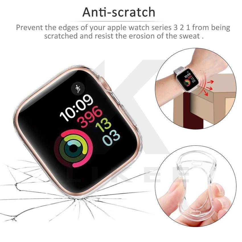 Ốp tpu mềm siêu mỏng trong suốt bảo vệ đồng hồ thông minh apple watch dòng số 4/5 /6/se 44mm/40mm 2/3 38mm/42mm