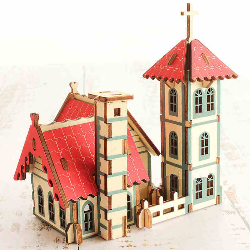 Đồ chơi lắp ráp gỗ 3D Mô hình Nhà gỗ European Chapel LC-P483