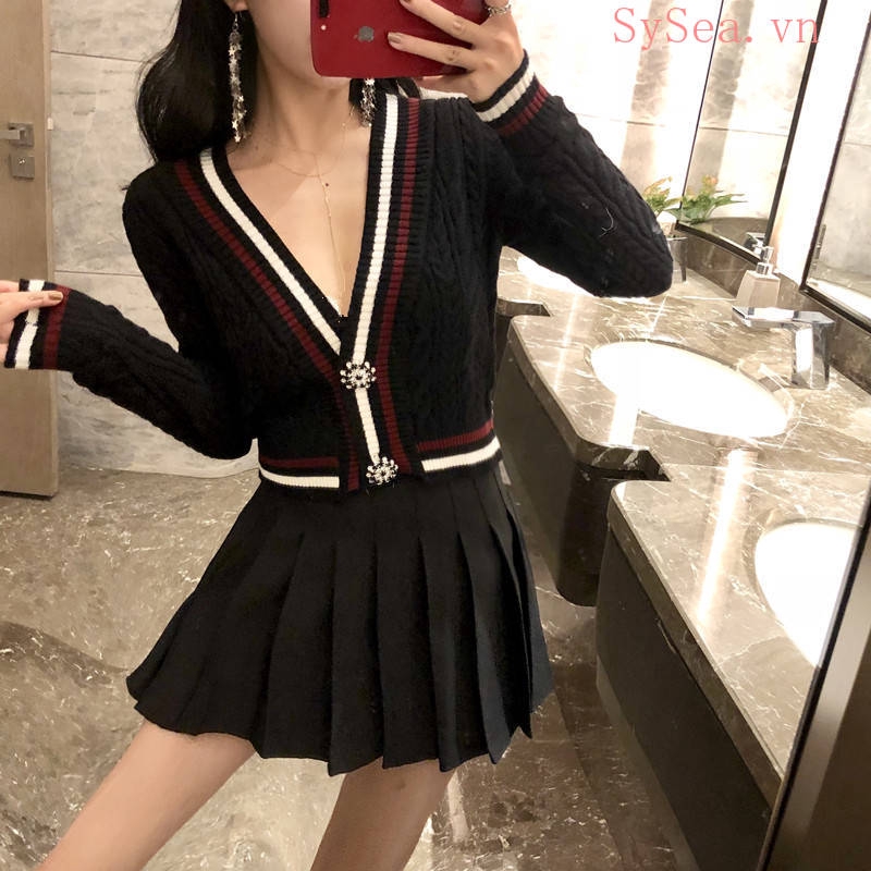 Áo cardigan dệt kim dáng rộng thời trang cho nữ