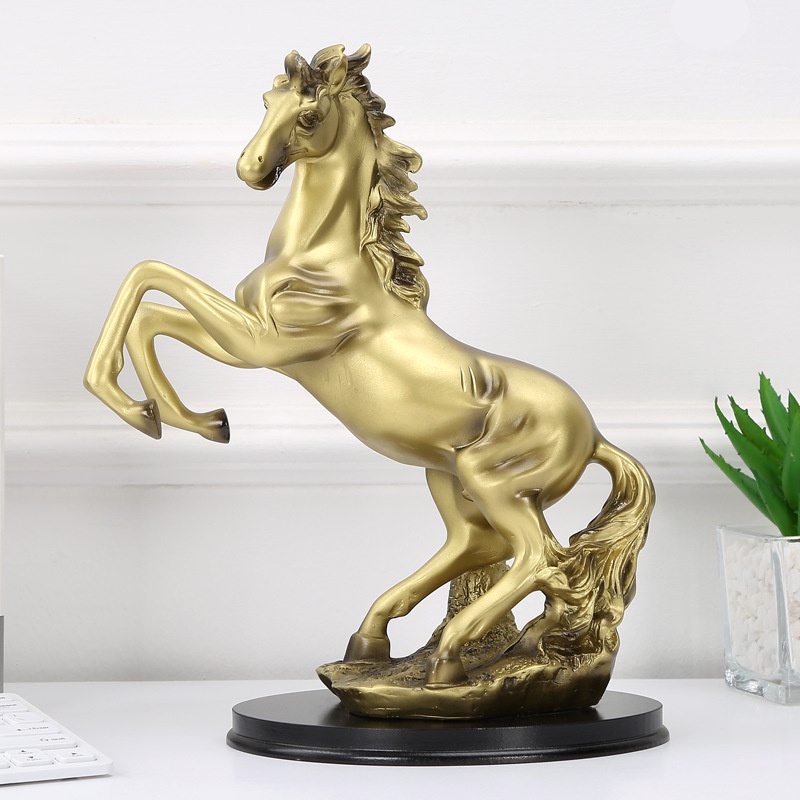 Đồ trang trí Decor Ngựa vàng Phong thủy KHALIK, Mã đáo thành công - Trang trí phòng khách sang trọng