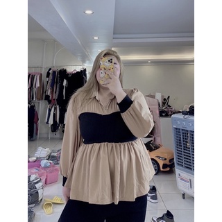 Áo sơ mi phối 2 màu bigsize 60-100kg