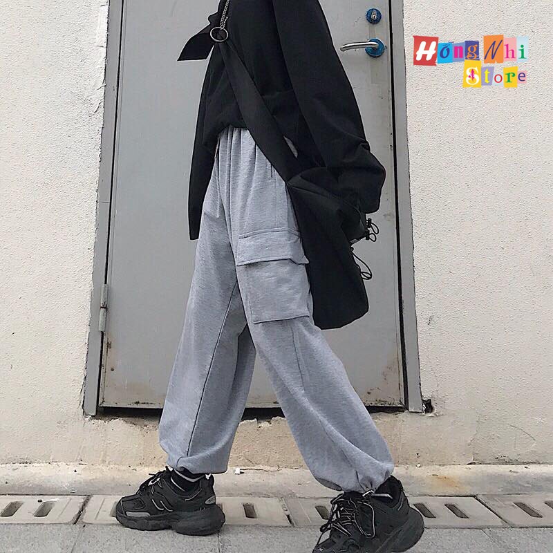 Quần Jogger Box Ulzzang Unisex Jogger Túi Hộp Dây Rút Lai Màu Xám Dáng Rộng - MM