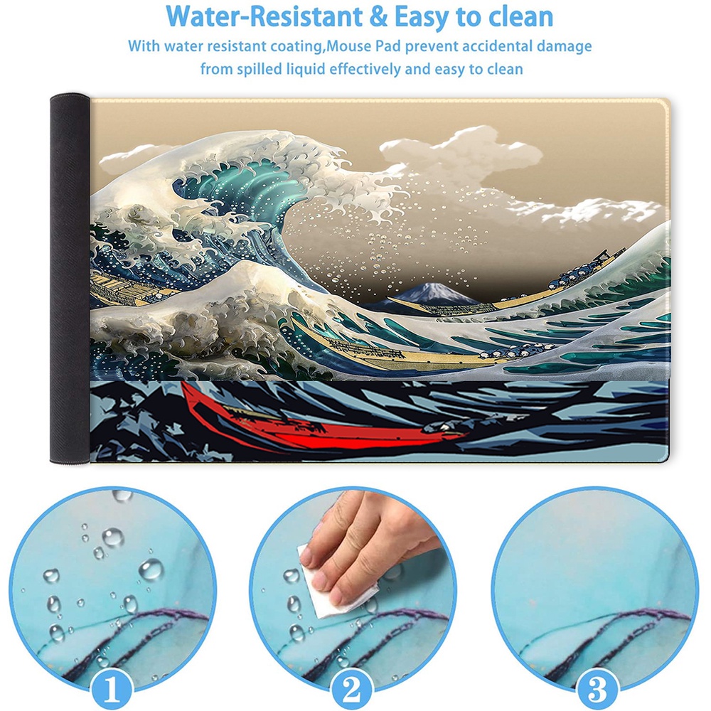 Tấm lót chuột chơi game hình sóng biển phong cách Nhật Bản nhiều kích thước