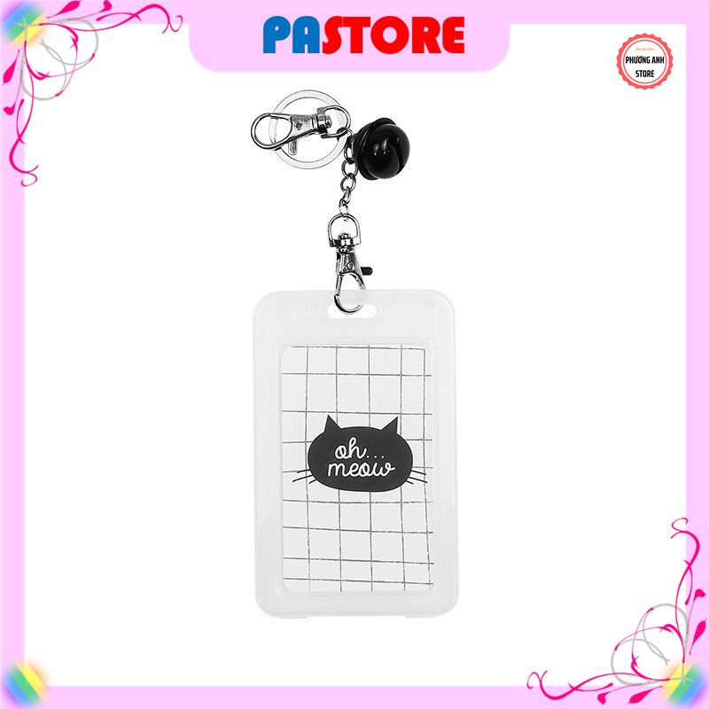 Thẻ đeo bảng tên, thẻ nhân viên, thẻ học sinh kèm móc khóa nhựa PVC trong suốt, bền, tiện dụng.