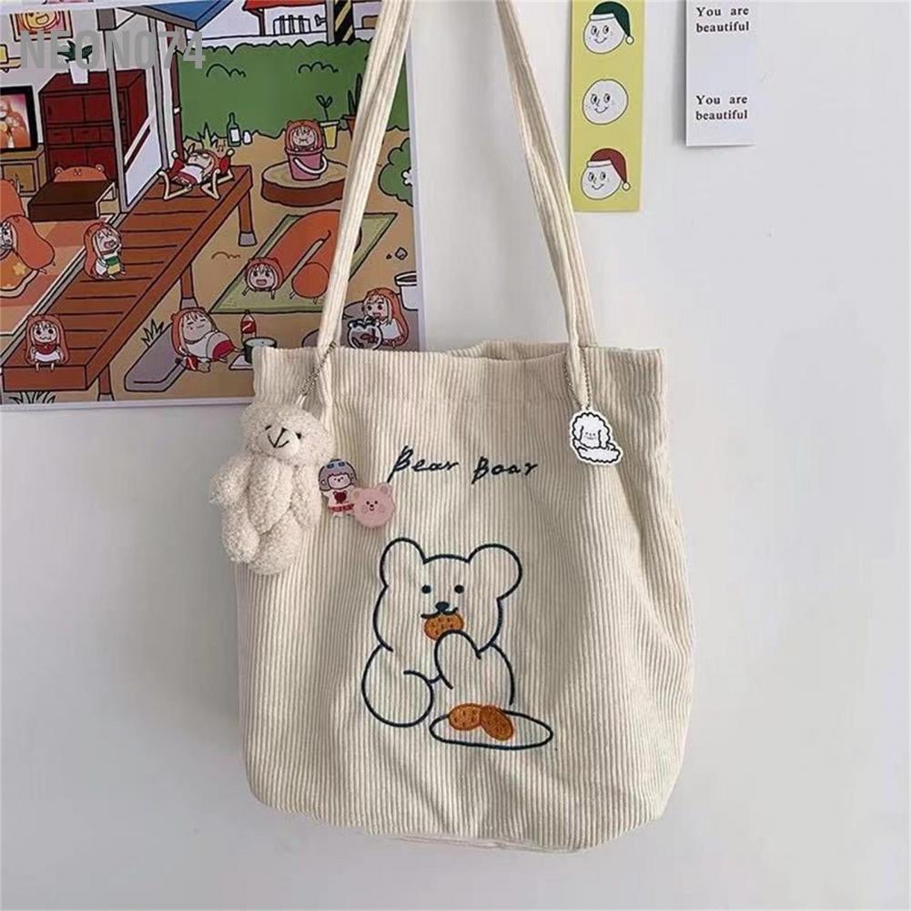 Neon074 Neon074 Túi tote vải nhung đeo vai thường mua sắm dễ thương hàng ngày cho nữ cô gái