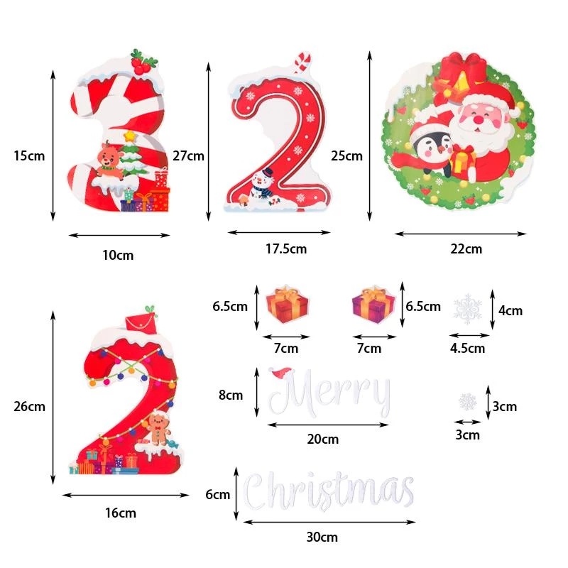 Miếng Dán Cửa Kính Bằng PVC Họa Tiết Giáng Sinh / Ông Già Noel / Hoa Tuyết Trang Trí Nhà Cửa