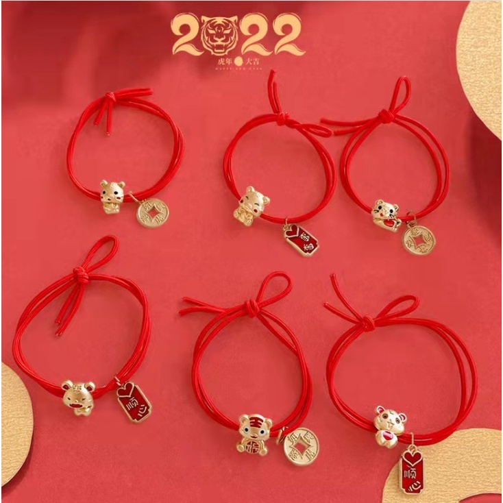 Lắc tay chỉ đỏ cầu may mắn công việc, học tập, tình duyên làm dây cột tóc hình hổ cute đẹp rẻ | BigBuy360 - bigbuy360.vn