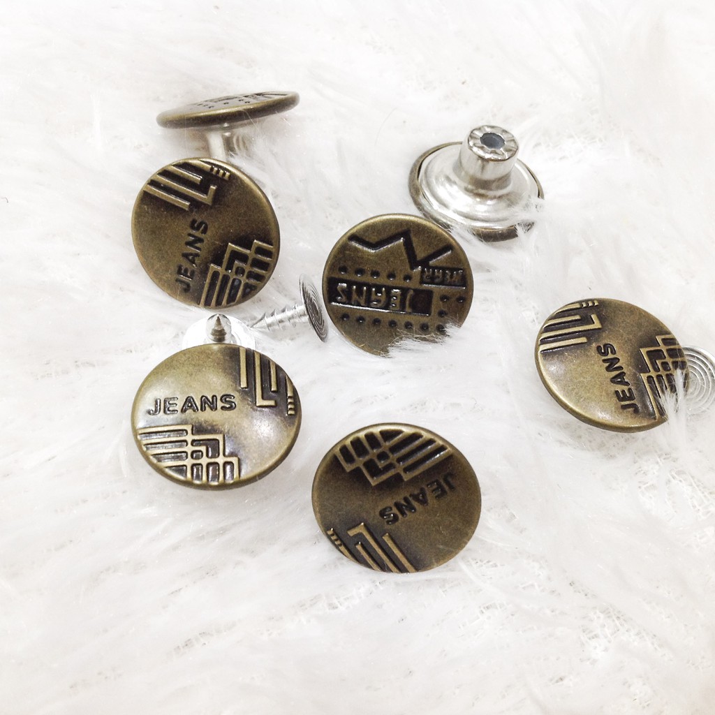 Cúc đóng quần jean Nút bấm áo phong cách denim size 1.7cm