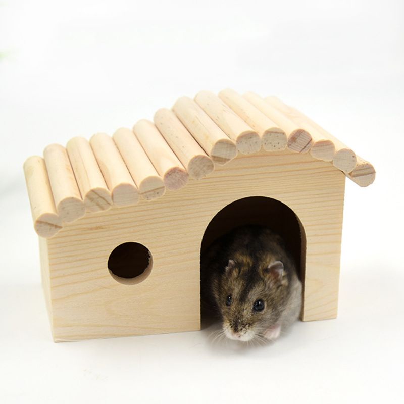 Ngôi Nhà Gỗ Đồ Chơi Cho Thú Cưng Thỏ Sóc Chuột Hamster
