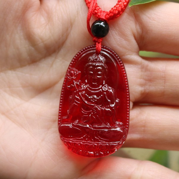 TẶNG kèm dây dù 3ly - Dây chuyền mặt phật Đại Thế Chí Bồ Tát size nhỏ 3.7cm x 2.4cm - Bản mệnh người tuổi Ngọ
