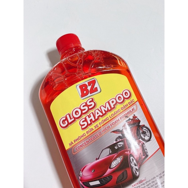 Nước rửa xe BZ đỏ, xà phòng rửa xe Bz đậm đặc chai 1lít