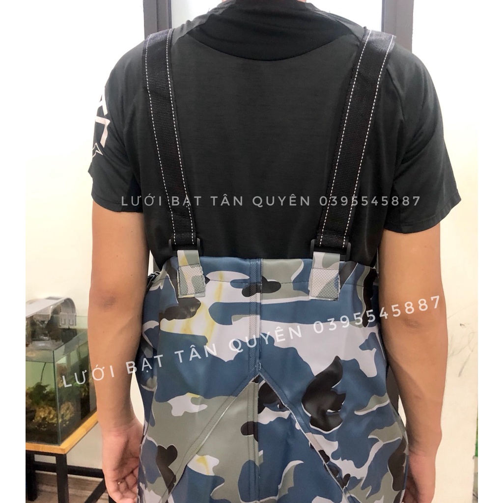 Bộ yếm - Quần liền ủng lội nước chống thấm loại dày 1,05mm tặng phụ kiện, keo vá, đai, đai thắt lưng