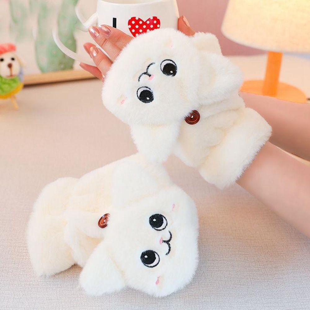 QQMALL Găng Tay Len Hở Ngón Hình Tai Mèo Đơn Giản Cho Nữ