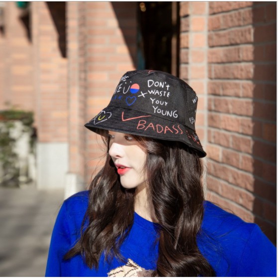 Mũ bucket nam nữ Graffiti ❤️ Nón tai bèo vành rộng chất cotton form unisex nhiều màu - N02