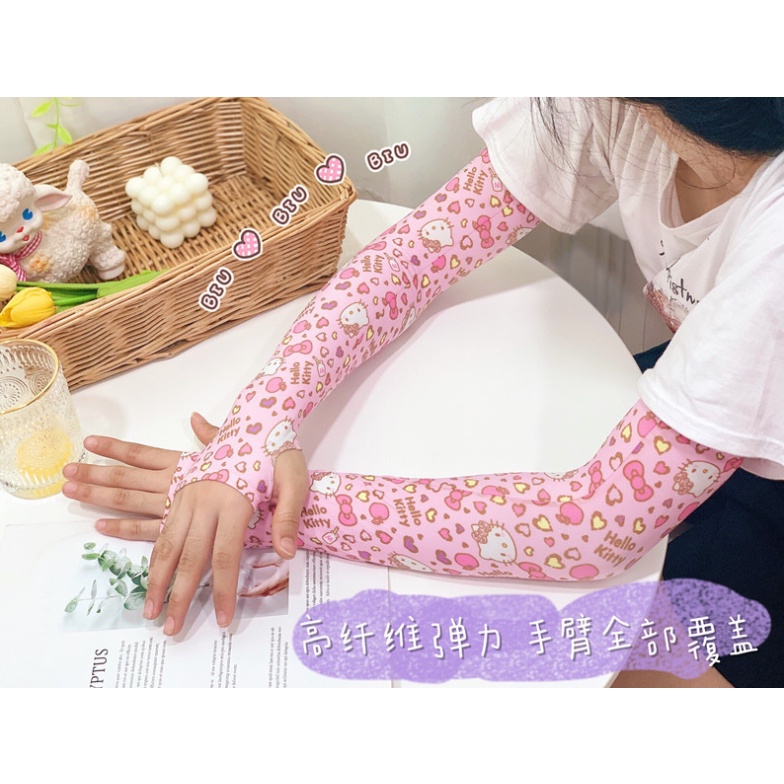 Găng Tay Chống Tia UV Bằng Lụa Lạnh Thoáng Khí In Họa Tiết Hello Kitty Tiện Dụng Khi Chơi Thể Thao Ngoài Trời