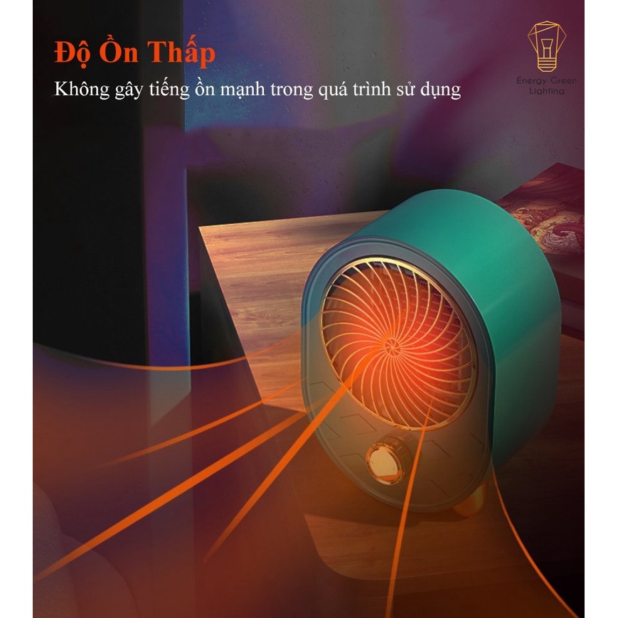 Máy Sưởi Để Bàn Energy Green Lighting MS-66991 - Công Nghệ Sưởi Gốm PTC - Làm Nóng Nhanh -Tích Hợp Tản Gió