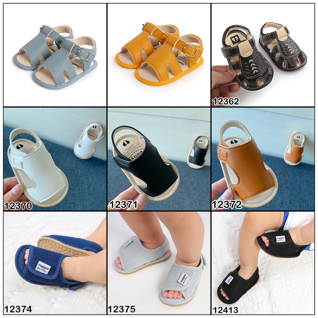 GIÀY SANDAL TẬP ĐI SIÊU MỀM, NHẸ ĐẾ CAO SU CHỐNG TRƯỢT CHO BÉ TRAI CHÂN 11-13CM