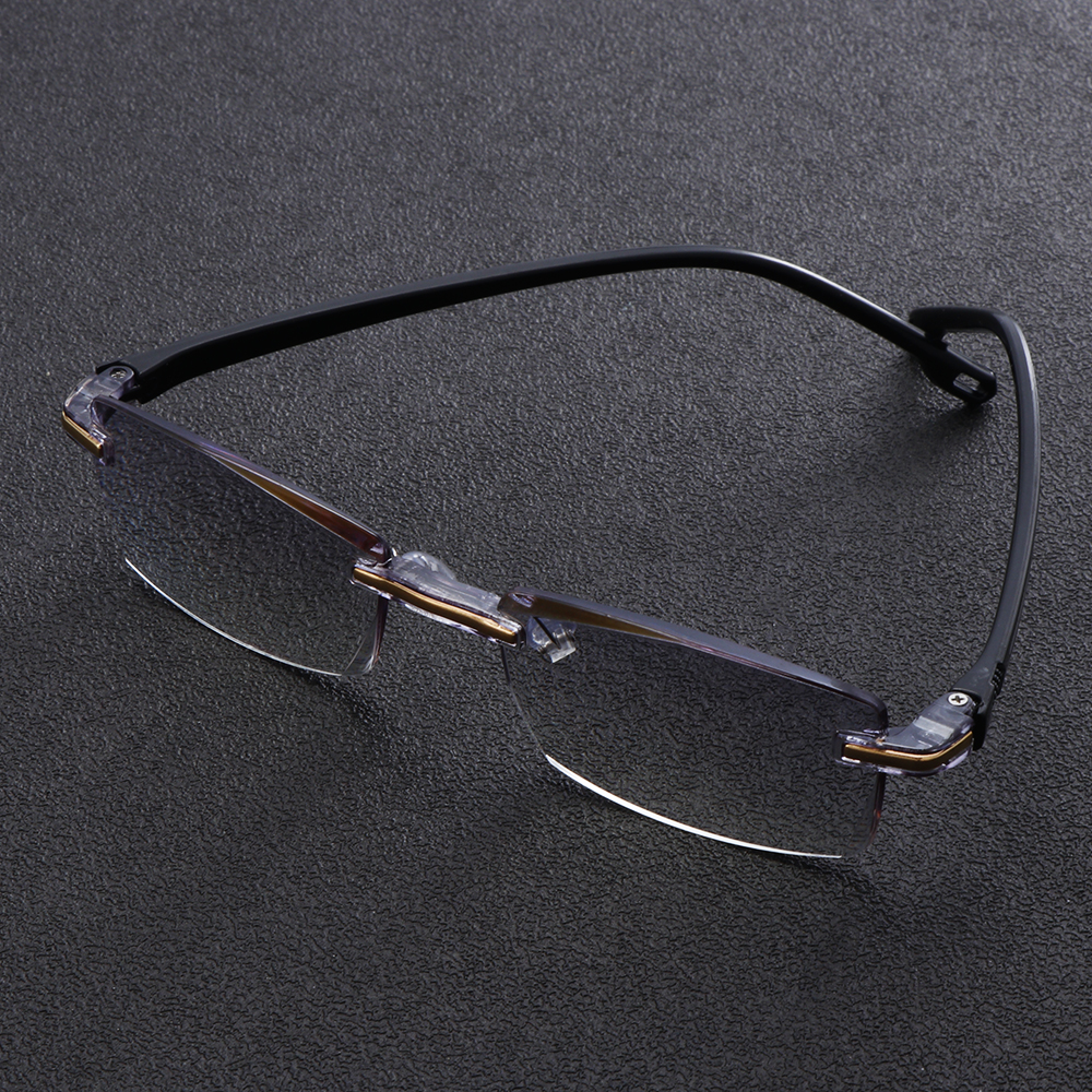 YVETTE Rimless Ultralight Computer Gaming Goggles Diamond-cut Readers Eyewear Reading Glasses