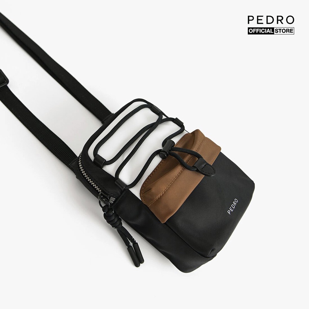 PEDRO - Túi đeo chéo nam chữ nhật phối dây rút Mini Nylon PM2-25210193-24