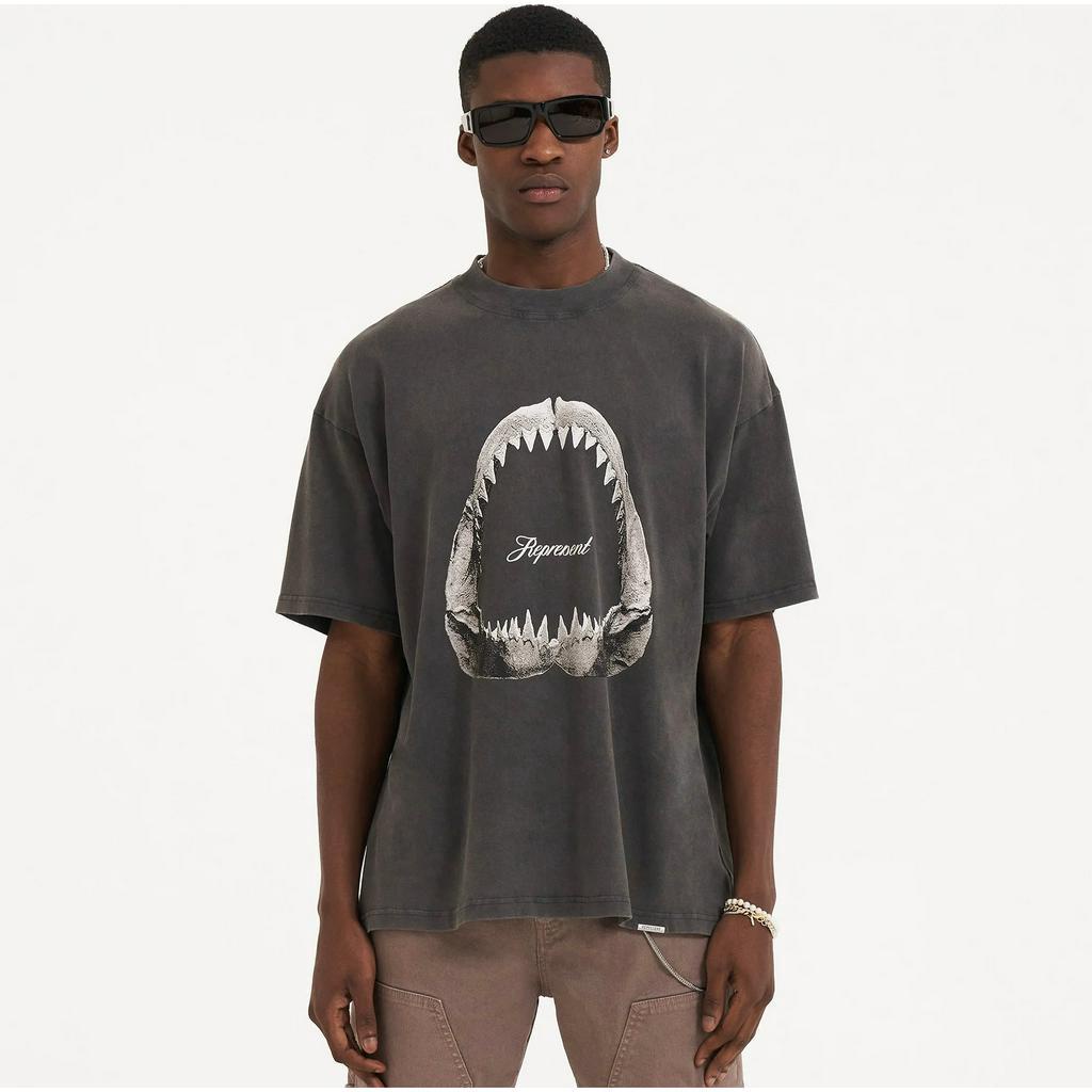 REP 23SS New Shark Tooth Logo Print High  Street RESENT British Fashion Short Sleeve Couple Same T-shirt