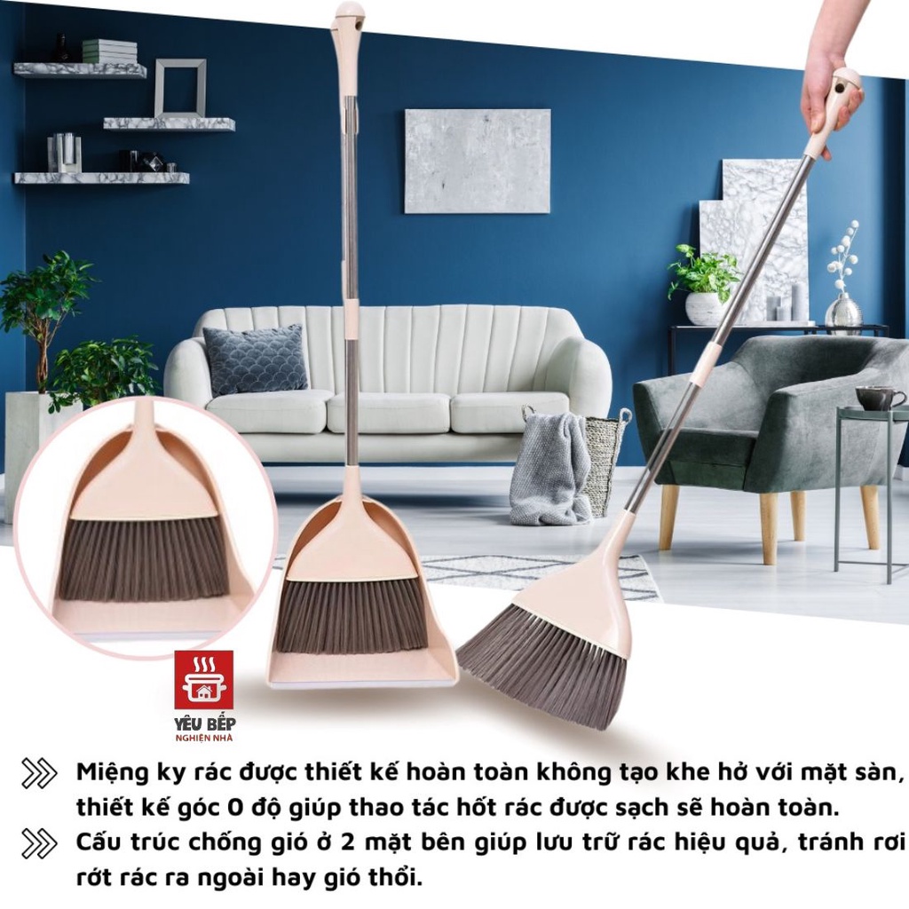 Bộ Chổi Quét Nhà Kèm Hốt Rác 2 Trong 1 Tiện Lợi INOCHI CK03 Bền đẹp, Dọn Vệ Sinh Gia Đình, Văn Phòng Tiện dụng.