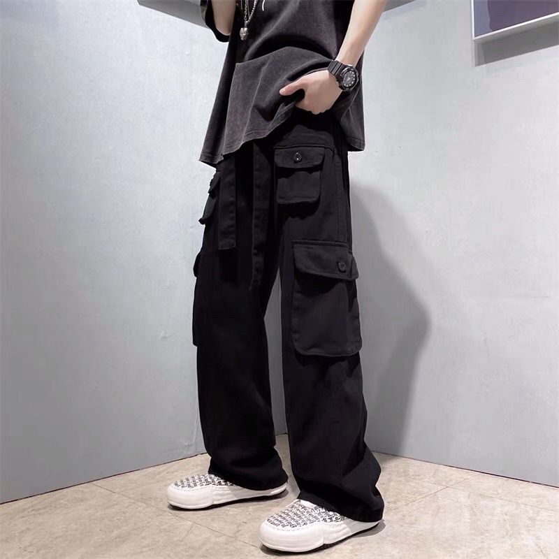 Quần kaki ống rộng túi hộp 4 túi kèm đai unisex hiphop Ulzzang siêu chất ❤️