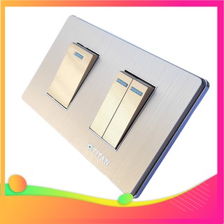 Mặt 1 Công Tắc Đơn 1 Chiều 1 Công Tắc Đôi Titan Gold