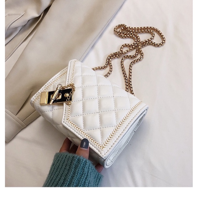 Túi Xách Nữ, Túi Đeo Chéo Khoá Gương Cài Dây Xích Đặc Nặng Tay Sang Chảnh