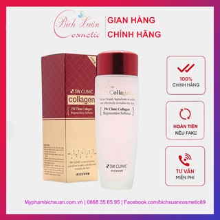 Nước Hoa Hồng Chống Lão Hóa 3W Clinic Collagen Regeneration Softener 150ml - Đỏ