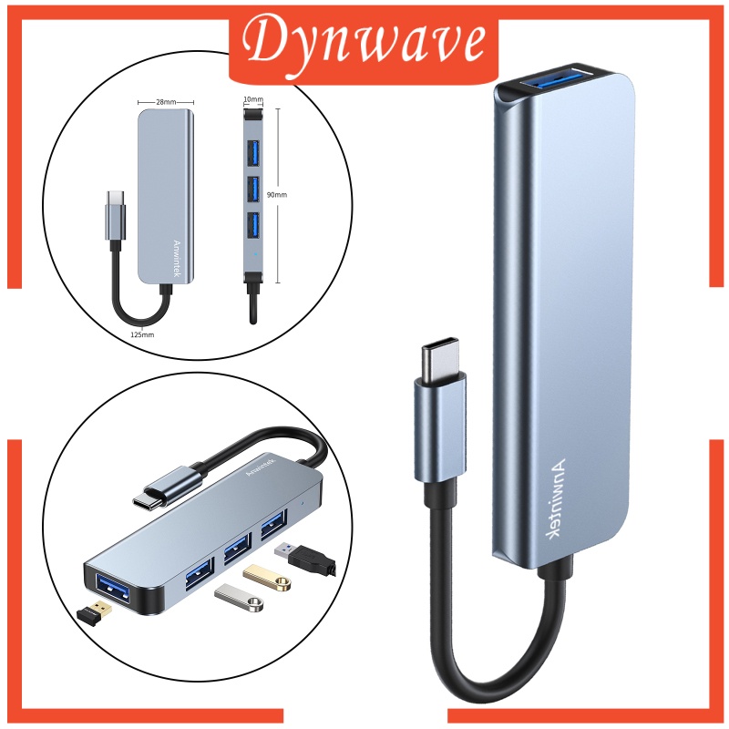 [DYNWAVE] USB-C Type C to USB 3.0 USB 2.0 4 Port Hub Adapter Splitter Expansion Silver