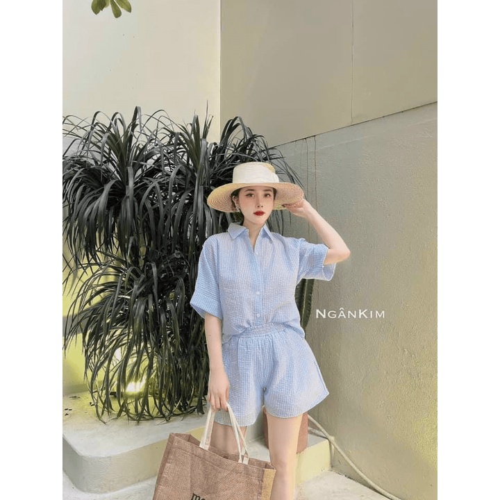 Sét Bộ Đi Chơi 2 Món Áo Ngắn Tay Kết Hợp Quần Đùi Chất Kate Xốp Mát Phù Hợp Đi Chơi, Mặc Nhà, Du Lịch Thời Trang Mới [NE