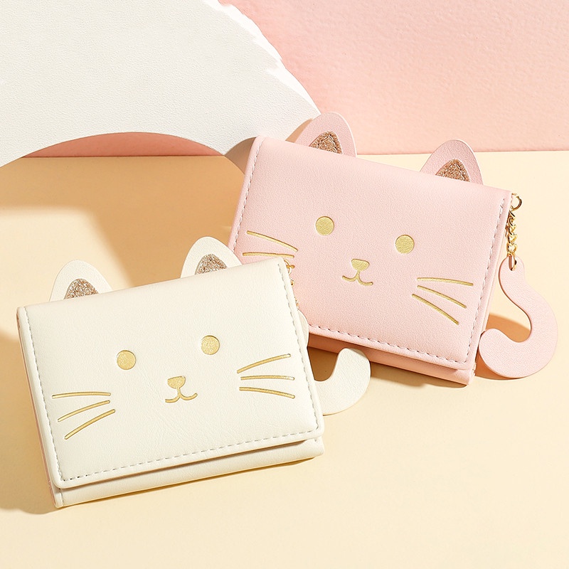 Ví nữ gấp gọn PIERRE LOUES họa tiết mèo dễ thương