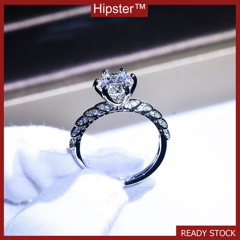 Nhẫn Mạ Bạc Đính Đá Sang Trọng Phong Cách Âu Mỹ Dành Cho Nữ