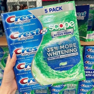 Kem đánh răng Crest Complete Extra Scope Whitening Plus Scope 232g của M
