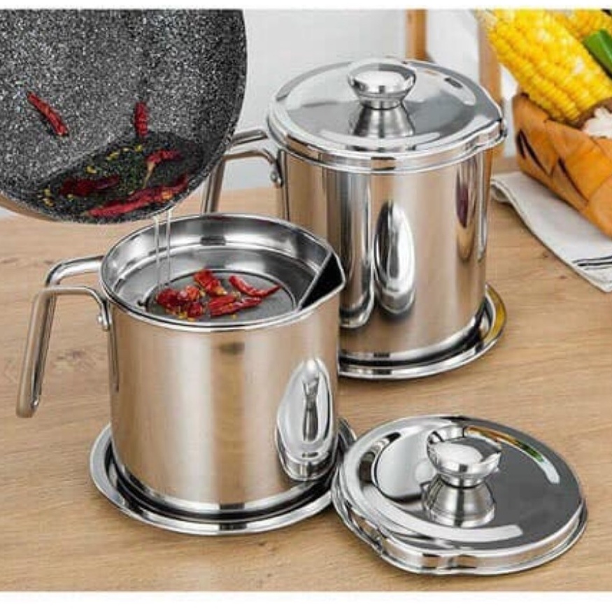 Ca Lọc Dầu Inox 304 Không Thấm Lọc Dầu Cực Trong, Hũ Lọc Cặn Dầu Ăn