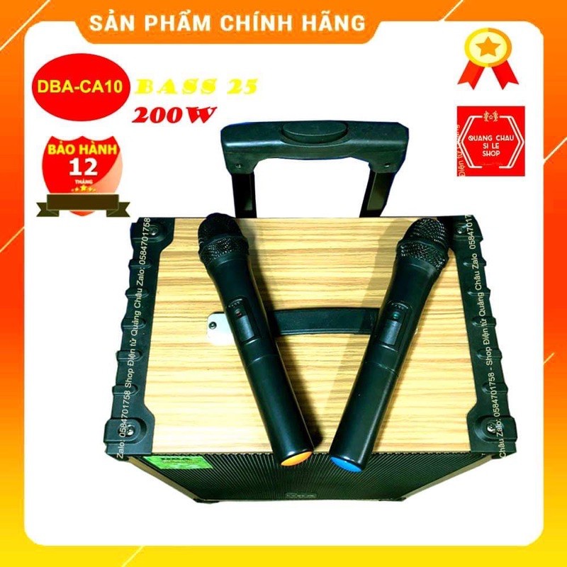 Loa Kéo DBA CA10 Bass 25 Bluetooth 4.0, kèm 2 mic Wireless, có khiển từ xa